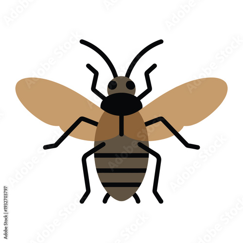 Vibrant bee illustration with brown and black stripes on white background, perfect for nature, wildlife, or agriculture concepts.