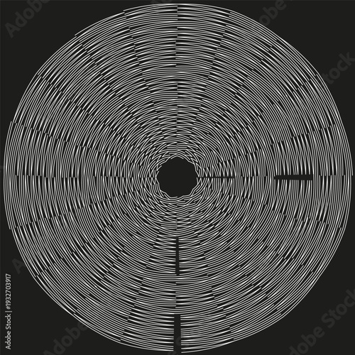 Circular maze pattern. Round Vector labyrinth. Complex orbital structure. Professional dark background surface.