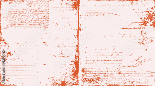 Old handwritten document with ink splatters and distressed edges. Faded script on parchment antique aged