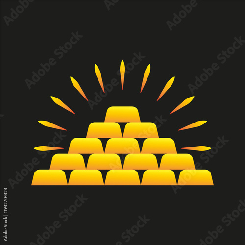 Extraordinary golden bullion. Exceptional precious pyramid. Magnificent prosperity Vector. Sophisticated financial atmosphere.