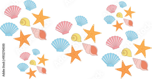 Seashell pattern illustration beach summer design