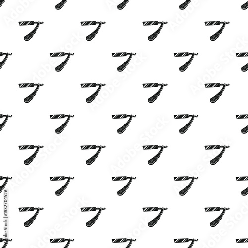 Seamless barber tools pattern with straight razors on a white background