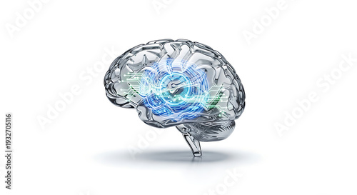 Vibrant electrical impulses illuminating the transparent human brain, symbolizing complex thought processes, cognitive function, and the intricate concept of neuroscience and mental activity