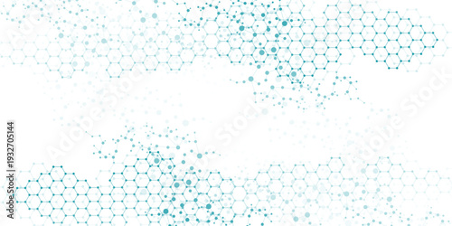 Modern scientific background with hexagons, lines and dots. Wave flow abstract background. Molecular structure for medical, technology, chemistry, science. Vector illustration