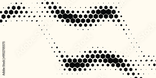 Hexagon Shapes Vector Abstract Geometric Technology Oscillation Wave Isolated on Light Background. Halftone Hex Retro Simple Pattern. Minimal 80s Style Dynamic Tech Wallpaper