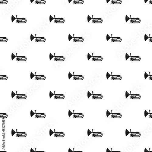 Tuba musical instrument outlines forming a repeating seamless pattern