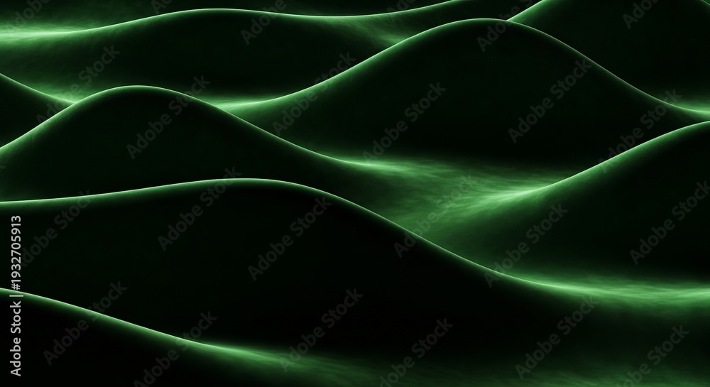 Obraz premium Abstract Green Waves, Flowing Energy, Futuristic Digital Landscape