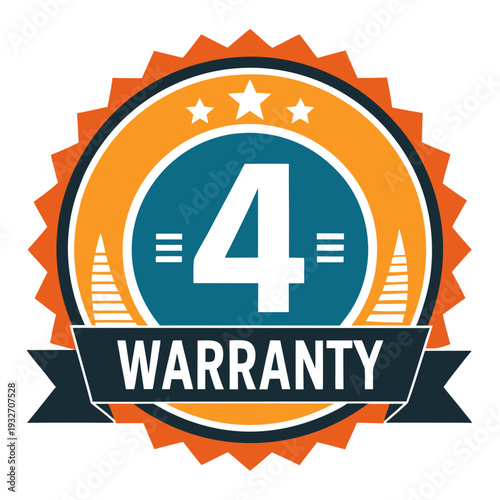 4 year warranty stamp with the text