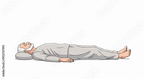 Man resting peacefully on a comfortable pillow, eyes closed in deep relaxation. Elderly man resting calmly, experiencing tranquil moments and serenity. Concept man resting for wellness blogs,