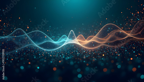 Big Data Network Flow with Glowing Digital Connections, Futuristic Data Visualization, AI Technology, Analytics, Cyber Network Background