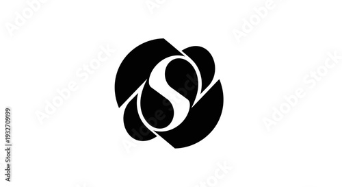 Abstract black rose logo illustration on a white background for a corporate identity