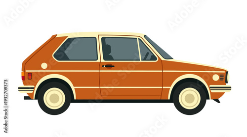 Retro Orange Hatchback Car Illustration