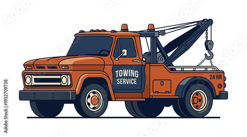 Vintage Orange Tow Truck with Crane