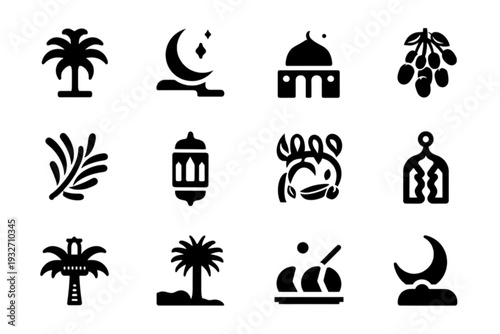 landmarks icons set