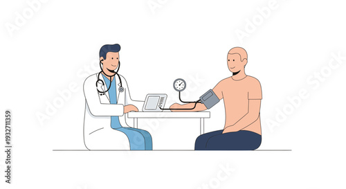 Doctor measuring patient's blood pressure during medical check-up, healthcare concept