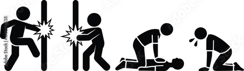 A sequence of images depicting a person being shot and falling to the ground