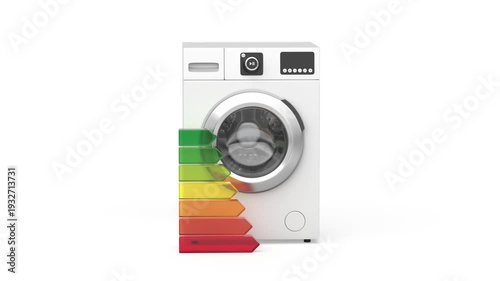 Wallpaper Mural Front load washing machine and energy efficiency rating bars Torontodigital.ca