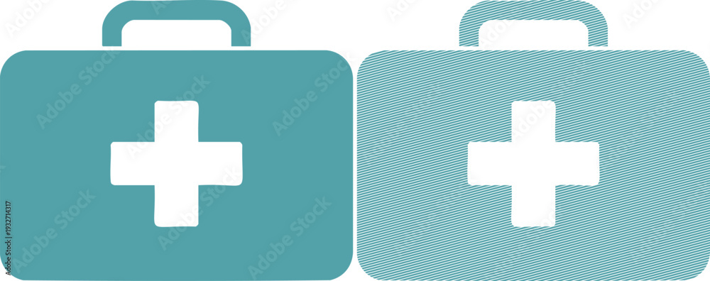 Obraz premium Two teal medical bags with white crosses health first