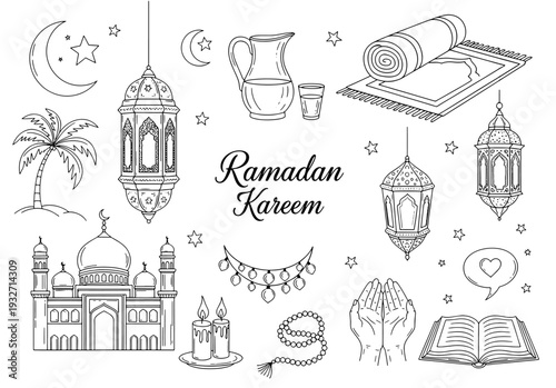 Set of Islamic Ramadan Doodles