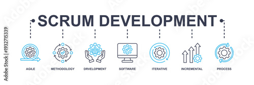 Scrum development banner web icon vector illustration concept with icon of agile, methodology, development, software, iterative, incremental and process