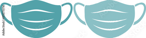 Two teal face masks one solid one striped protection