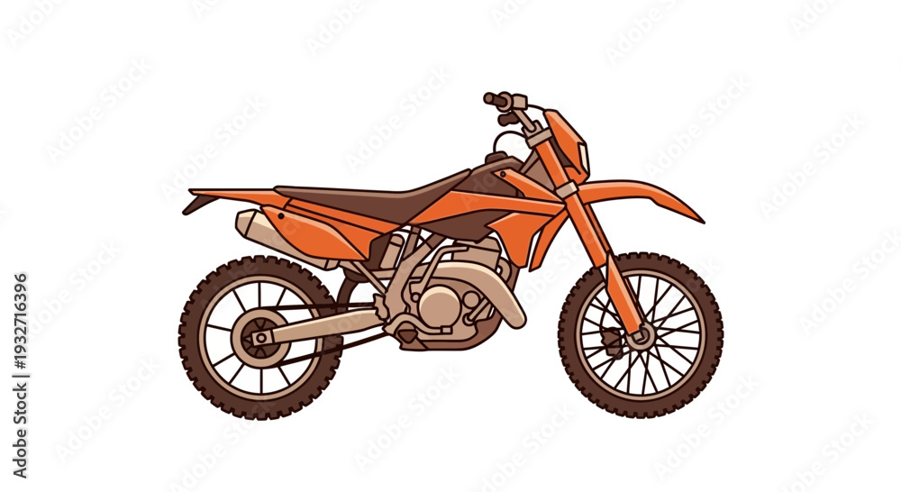 Fototapeta premium Orange dirt bike illustration on white background
