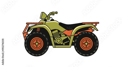 Green ATV Quad Bike Illustration on White Background