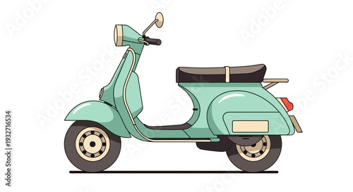 Retro mint green scooter illustration