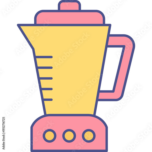 Juicer Icon Colored Outline – Electric Juicer, Kitchen Appliance, Fruit Extractor Symbol for UI and Web