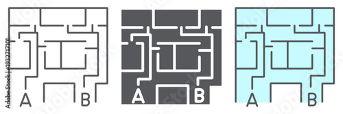 Evacuation plan line icon, evacuate and emergency, fire escape plan sign, vector graphics, a linear pattern on a white background.