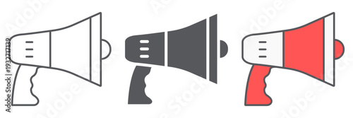 Megaphone line icon, announcement and loudspeaker, bullhorn sign, vector graphics, a linear pattern on a white background.