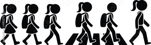 Diverse group of students walking with backpacks and carrying bags