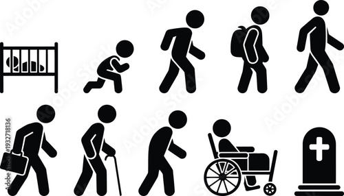 Illustration of various human activities and mobility aids