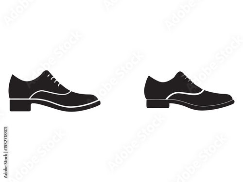 Black leather oxford shoes for men in white outline on white background  formal footwear