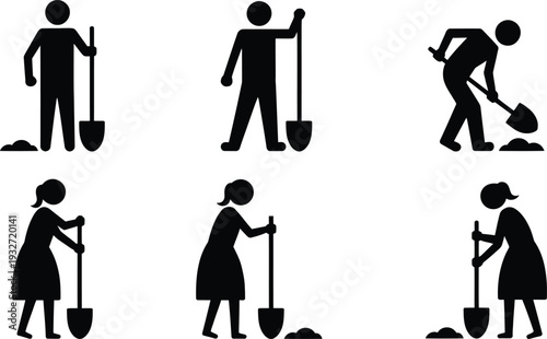 Illustration of people engaged in various gardening activities