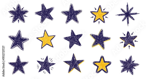 Yellow and dark gold stellar energy signs concepts