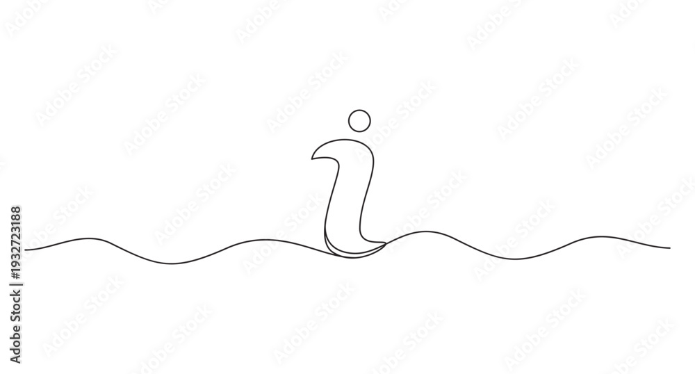 Obraz premium information icons continuous one line minimalist art design,Continuous Line Drawing of Information Symbol 'i' with Wavy Base,Minimalist Continuous Line Art of the Letter 'i' Symbol