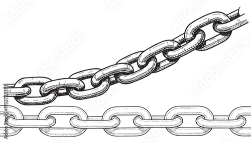 Metal chains element set in different configurations for decoration vector illustration