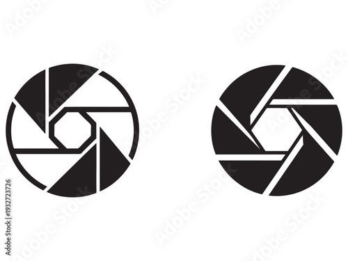 Camera shutter icons  black and white camera aperture symbols  photography elements  shutter designs