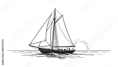 Sailboat on calm water illustration vector art