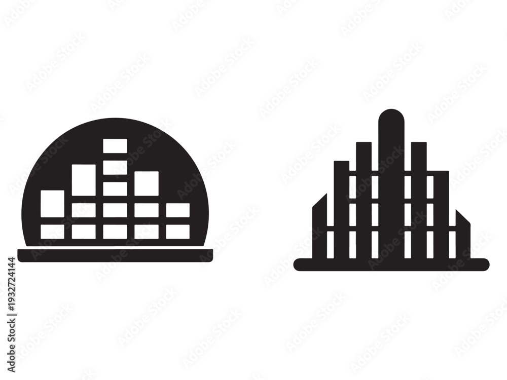 Obraz premium City skyline and dome building silhouettes urban landscape icons architecture symbols