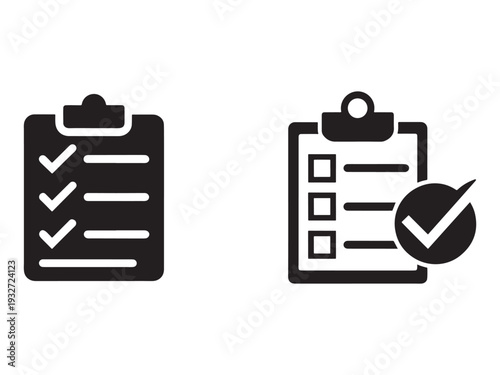 Clipboard icons with checkmarks and checklists for tasks and todo lists  business and productivity symbols