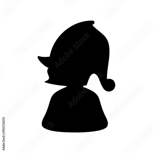 Black silhouette of a cartoonish character wearing a cap with pompom