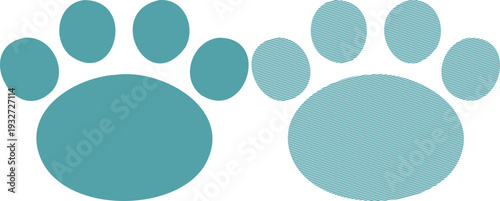 Two teal paw prints one solid one striped animal 11