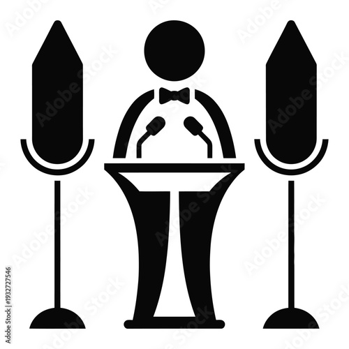 Black Solid Icon for Mayor, Editable Vector Graphics of Government Leader, Civic Official Symbol, Ideal for Public Administration