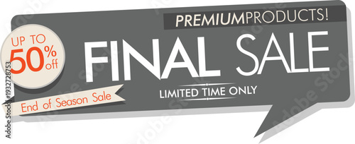 A gray and white sign advertising a final sale with up to 50 percent off