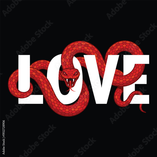 Cuadro en lienzo Red snake winding logo or mascot illustration