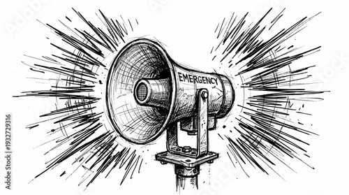 Drawn Emergency Megaphone Sound Waves