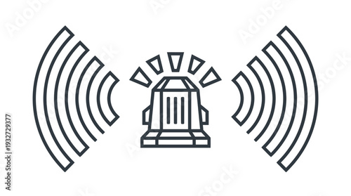 Emergency siren alert icon with sound waves, warning signal symbol