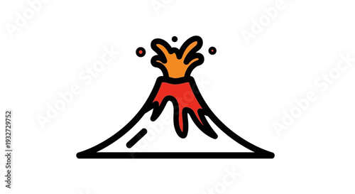 Stylized volcano eruption icon, simple flat design
